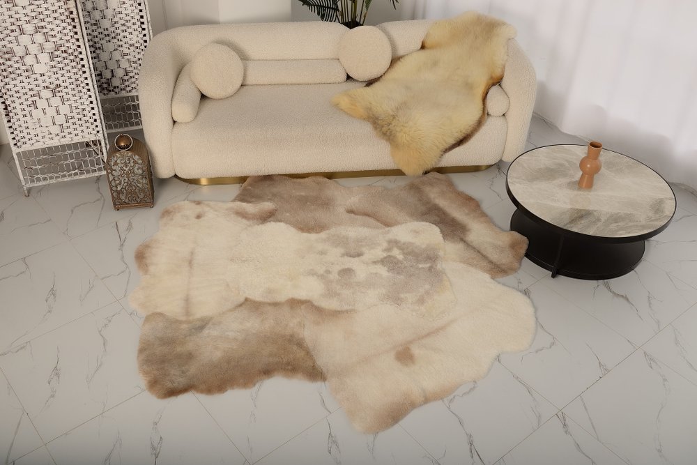 Ковер Мосси из шести светлых шкур