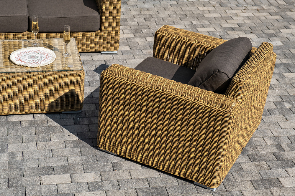 "Боно" лаунж-зона из искусственного ротанга, цвет соломенный