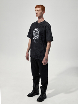 Футболка с принтом "Некому березу заломати". Черно-серая