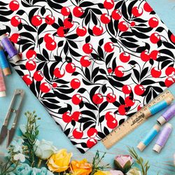 Ткань премиум сатин вишневый вдохновение