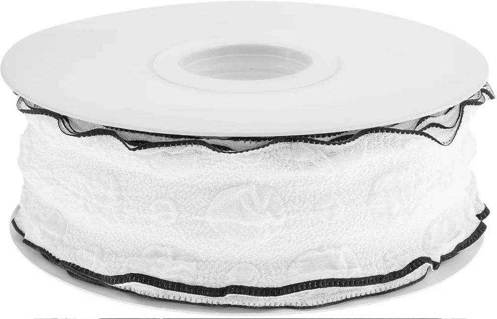 Лента тканевая Элегантная волна, Белый/Черный 4 см К