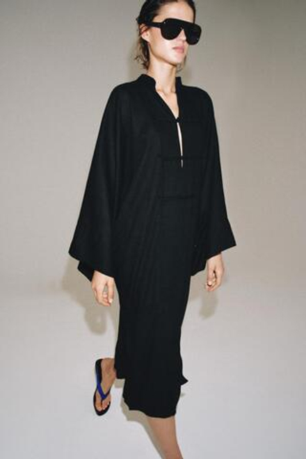 ZARA ПЛАТЬЕ-ТУНИКА С НАВЕСНЫМИ ПЕТЛЯМИ — ZW COLLECTION, ЧЕРНЫЙ