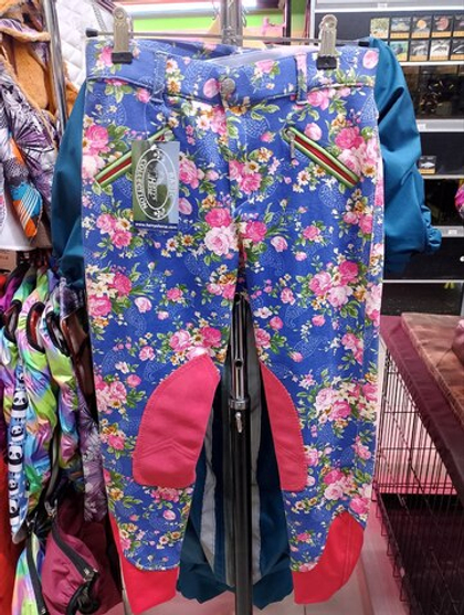 HARRY'S HORSE Бриджи для верховой езды подростковые, коленная лея, принт цветы, размер 152