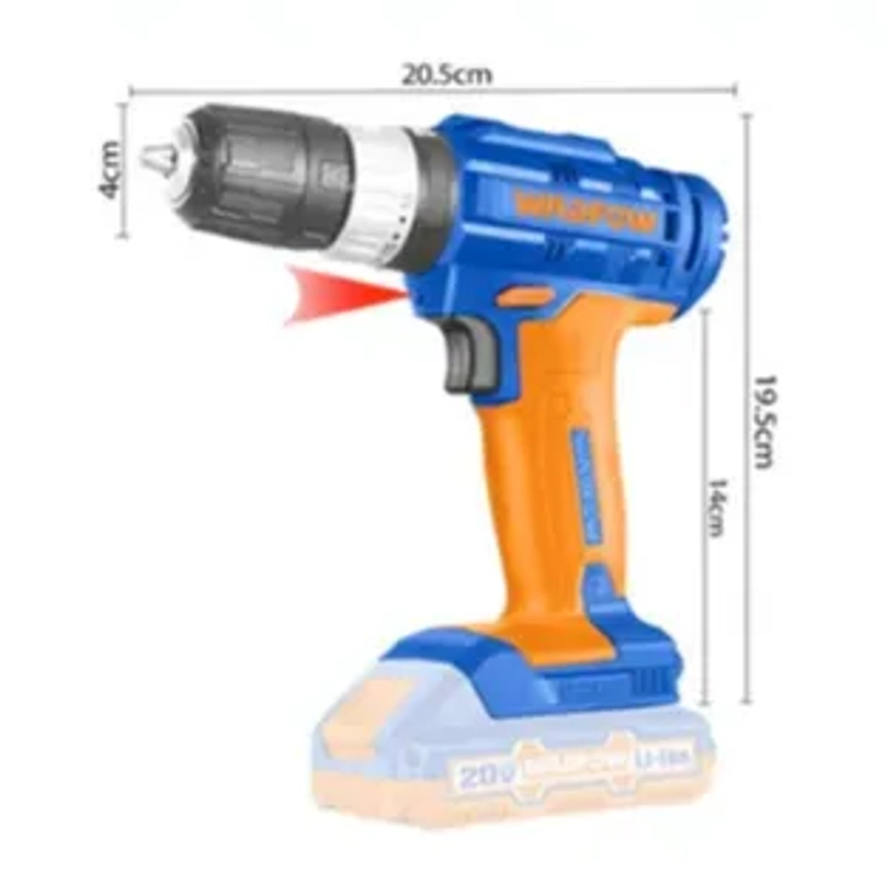 Шуруповерт аккумуляторный ударный WADFOW WCDP521 20 В 35 Нм