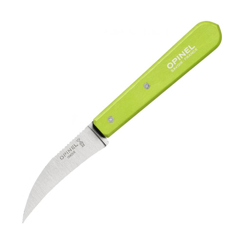 Нож для чистки овощей Opinel №114, нержавеющая сталь, блистер, зеленый