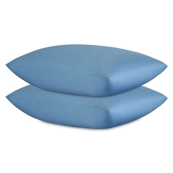 Набор наволочек из премиального сатина джинсово-синего цвета из коллекции essential, 50х70 см