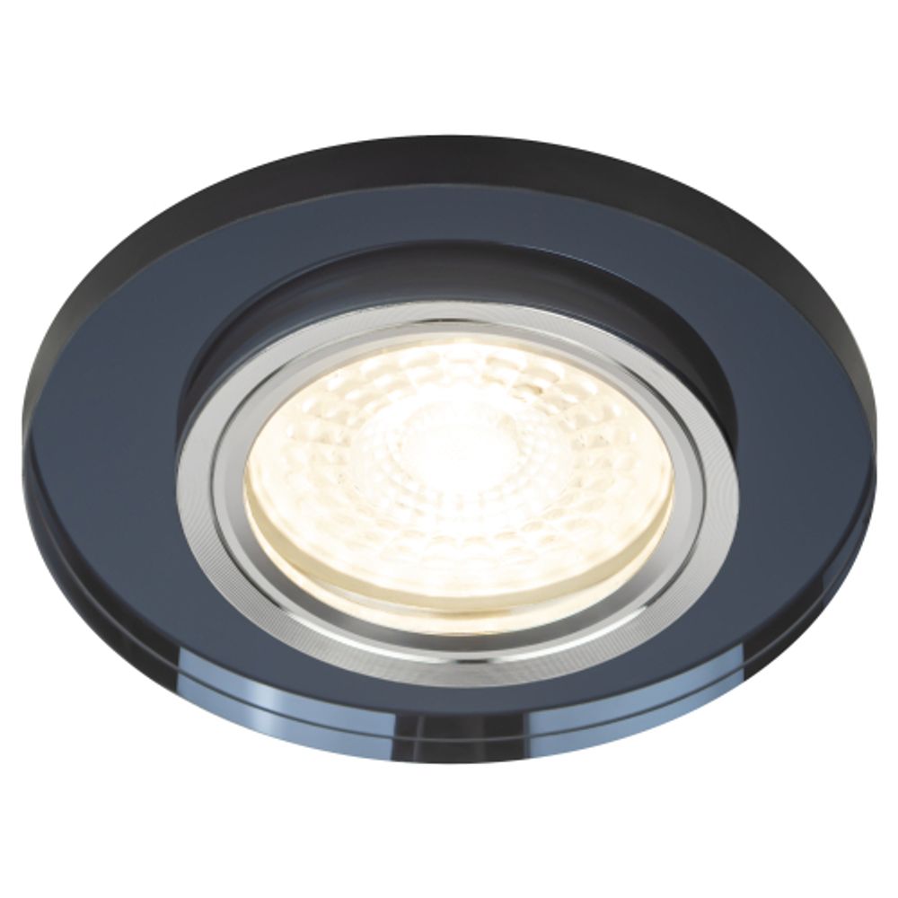 DK7 CH/BK Светильник ЭРА декор стекло круглое MR16,12V/220V, 50W, хром/черный