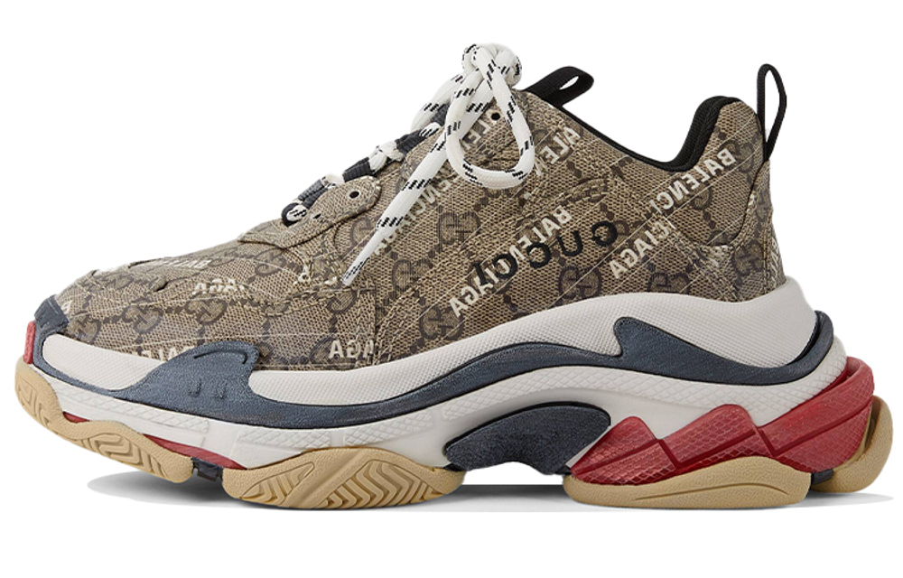 GUCCI/Gucci x Balenciaga Balenciaga Triple S fashion Breathable low-cut daddy shoes women's Brown