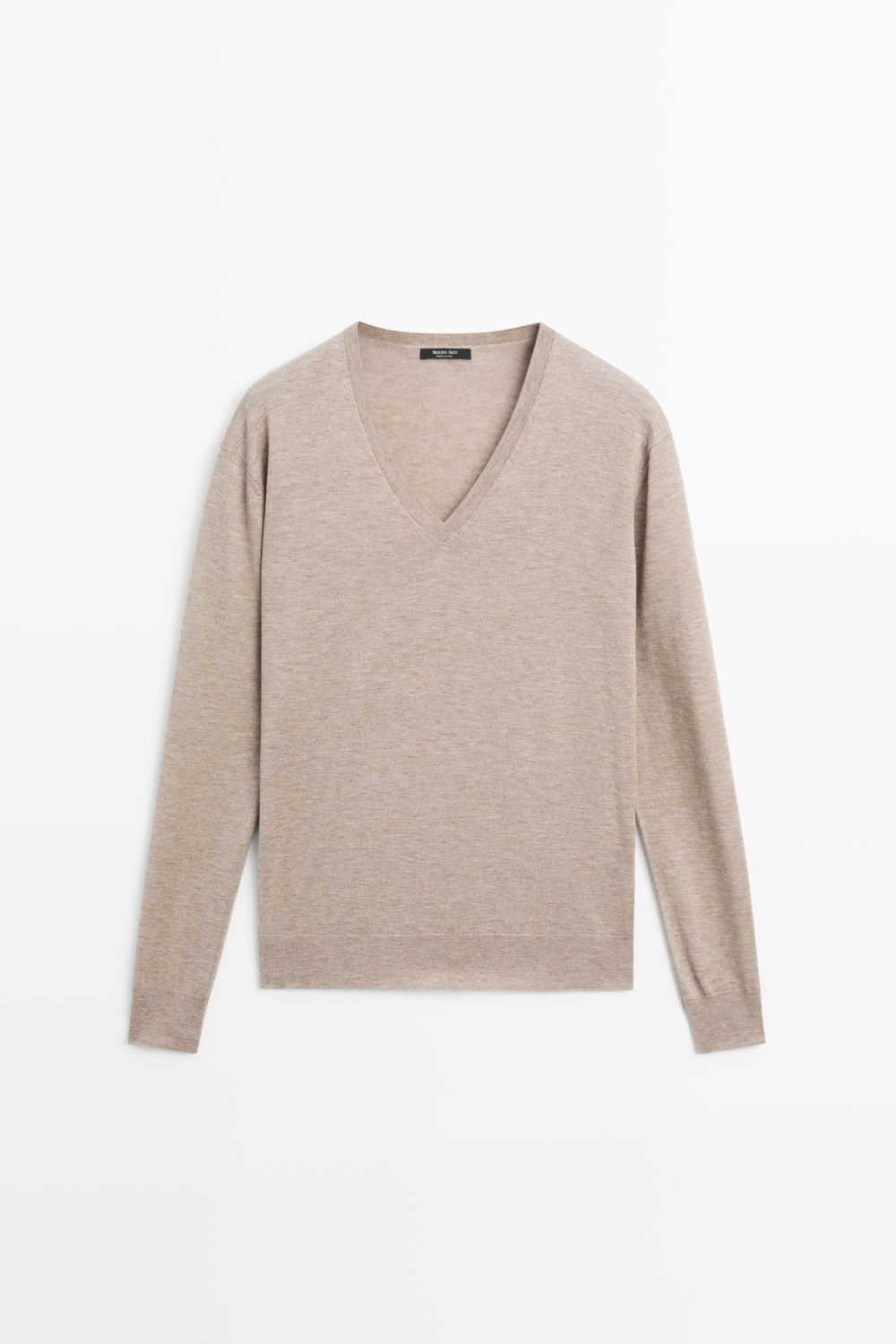 Massimo Dutti Джемпер из шерсти с V-образным вырезом, норка