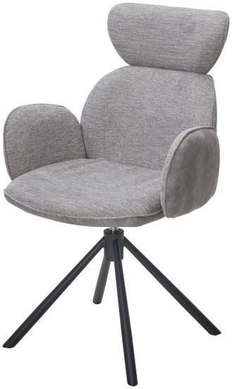 Стул VARDY 360 град.поворот. Brego-07 Серый, ткань/ 7525-180 Серый, велюр/Черный