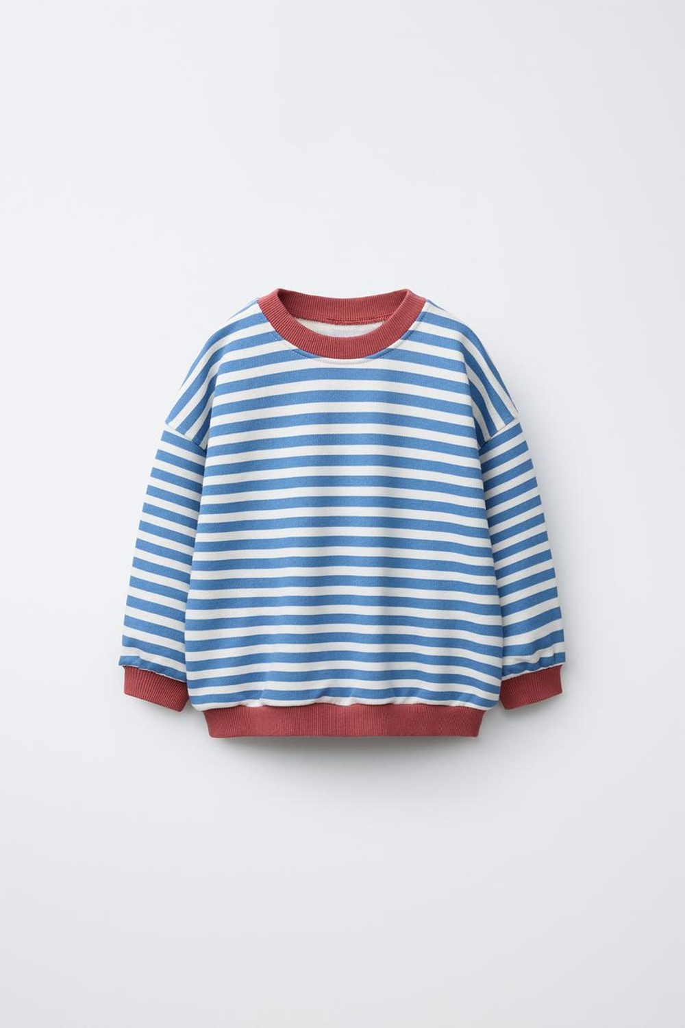 ZARA ТОЛСТОВКА В КОНТРАСТНУЮ ПОЛОСКУ, СИНИЙ/БЕЛЫЙ