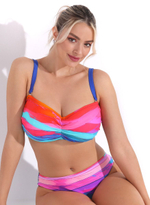 Яркий раздельный купальник с принтом в виде полос (Размер: F/XL) (Цвет: разноцветный)