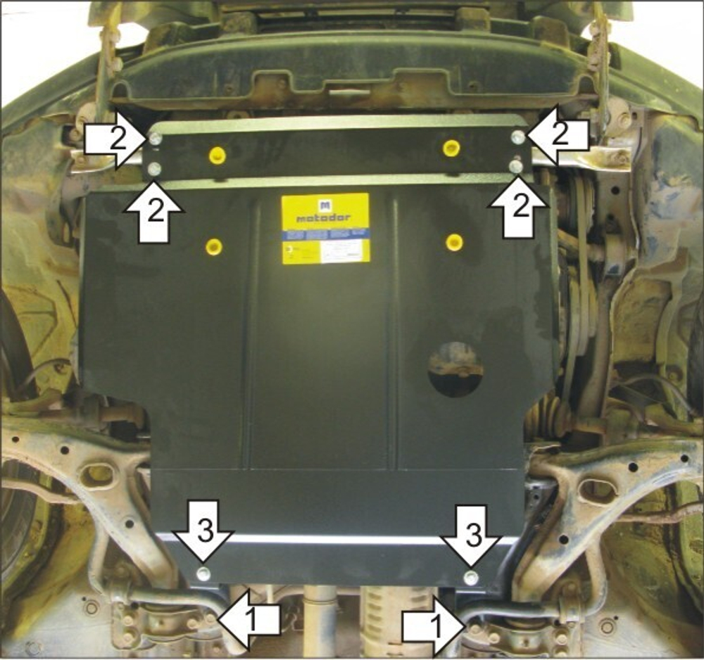 Защита картера Двигателя, КПП. 2 мм, Сталь. для Honda CR-V I 1997-2002 MOTODOR.00805