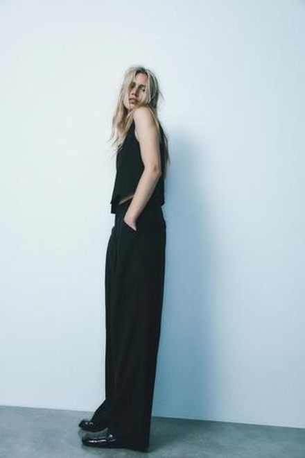 ZARA ЖИЛЕТ С ХЛЯСТИКОМ, ЧЕРНЫЙ