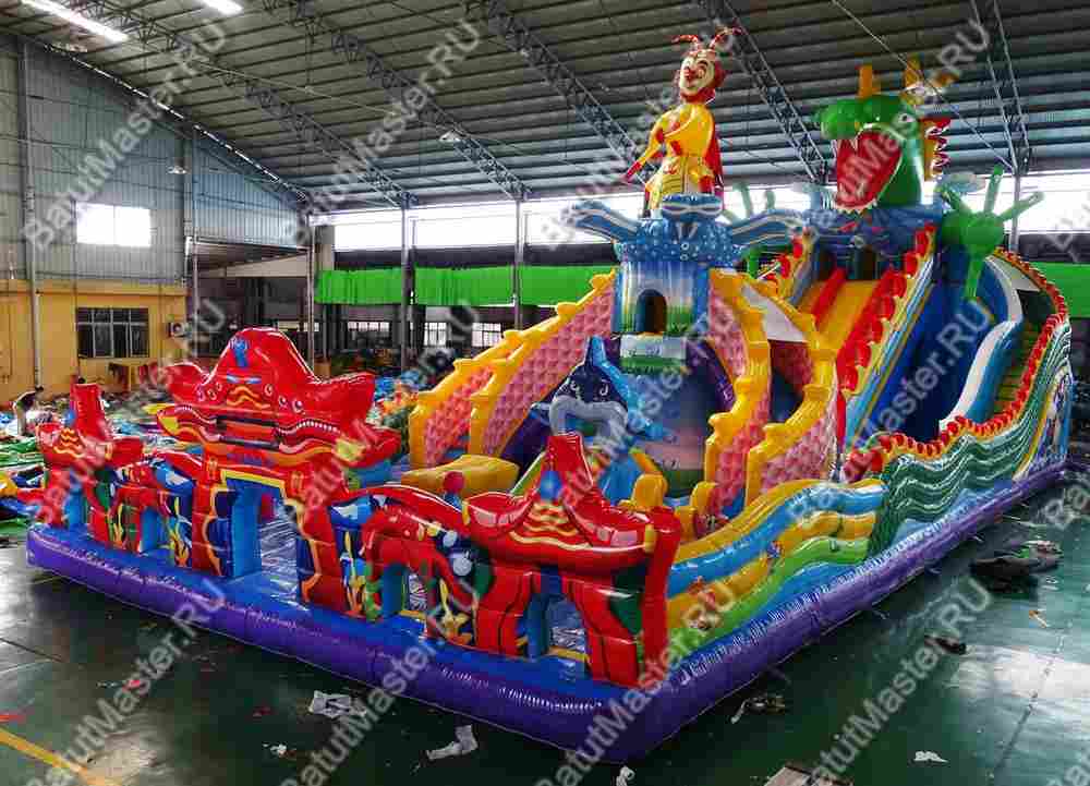 Коммерческий надувной батут "Хижина дракона", 20*10*7 м