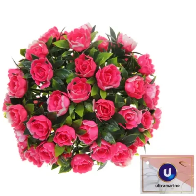 Искусственное растение шар «Самшит» цветы фуксия D-17см Ultramarine