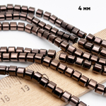 Гематит Куб бусины (имитация), цвет коричневый, размер около 4*3,8 мм, цена за отрезок 19 см (1/2 нити)