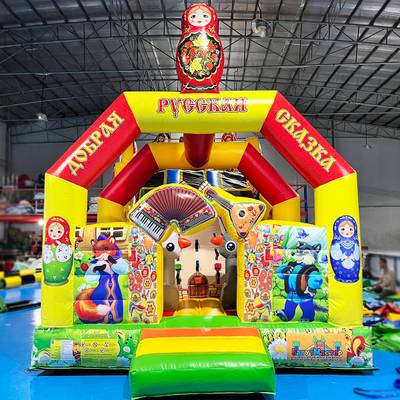 Коммерческий надувной батут с горкой «Добрая русская сказка», 8*4*5 м.