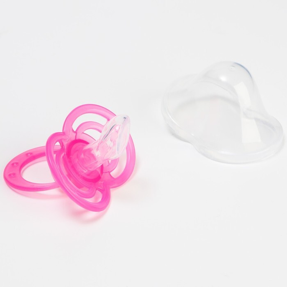 4770925 Соска-пустышка ортодонтическая, силикон, от 6 мес., с колпачком, «Бантик», цвет розовый