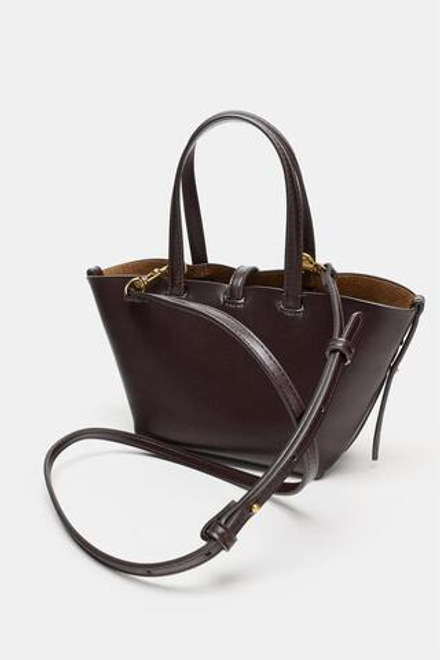 ZARA МИНИ-СУМКА-КОРЗИНКА, БОРДОВО-КРАСНЫЙ