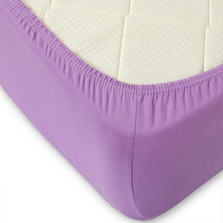 Простыня трикотажная на резинке "ВЛ. СИРЕНЕВЫЙ", борт 20 см, 100% хлопок, Россия.