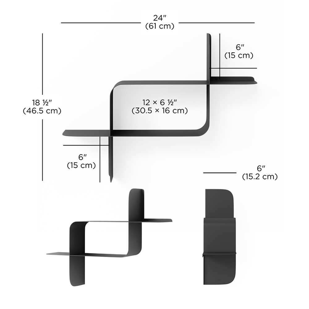 Набор металлических настенных полок UMBRA Montage, 2 шт., черные