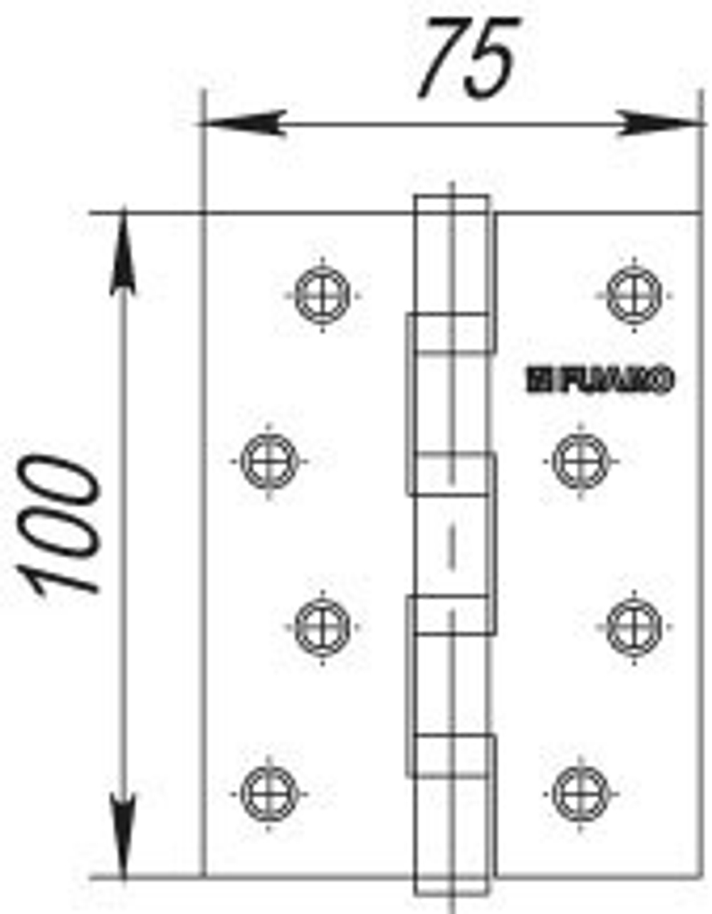 Петля универсальная Fuaro (Фуаро) 4BB/BL 100x75x2,5 BL (чёрный матовый) БЛИСТЕР