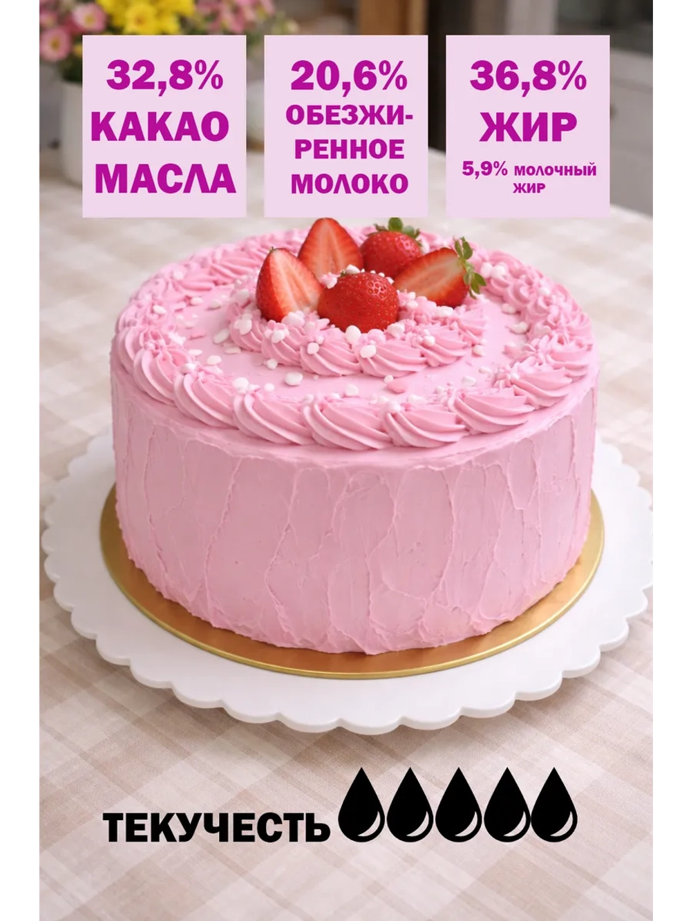 Шоколад 3кг розовый натуральный, премиум качество