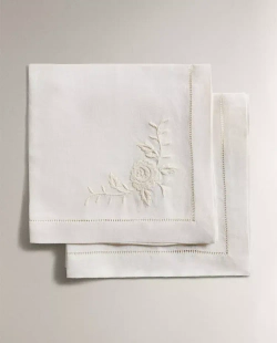 ZARA HOME САЛФЕТКИ С ВЫШИВКОЙ ( 2 ШТ.), КЭКРЮ
