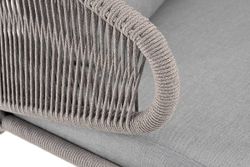 "Милан" диван 2-местный плетеный из роупа, каркас алюминий светло-серый (RAL7035) муар, роуп серый меланж круглый, ткань светло-серая