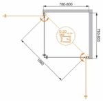 Душевой уголок Cezares Elena 80x80 ELENA-W-A-2-80-C-Cr профиль Хром стекло прозрачное