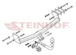 Фаркоп Steinhof J-058 для Jeep Compass MK 2006-2017, Jeep Liberty 2006-2011(паспорт и сертификат в комплекте)(без электрики)