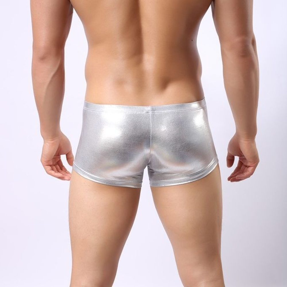 Мужские трусы боксеры с кольцом серебристые WowHomme Silver