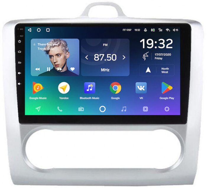 Магнитола для Ford Focus 2 2004-2011 (климат, рамка серебро) - Teyes CC2 PLUS монитор 9" QLED, Android 10, Быстрая, SIM-слот