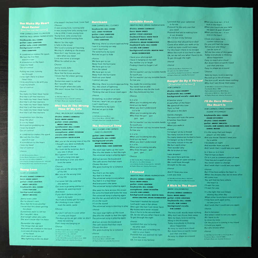 Kim Carnes - Cafe Racers (Германия 1983г.)