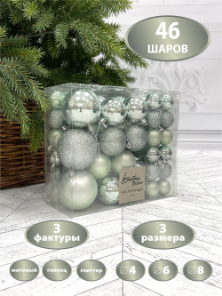 Набор шаров 46шт ChristmasDeLuxe мятный