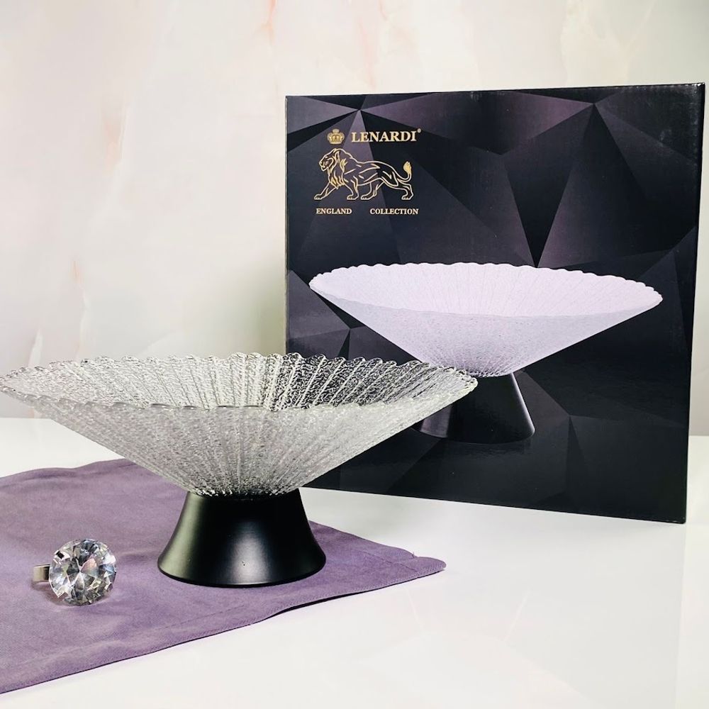 Lenardi 200-111 Фруктовница 26см на ножке в под.уп.(х8)Стекло