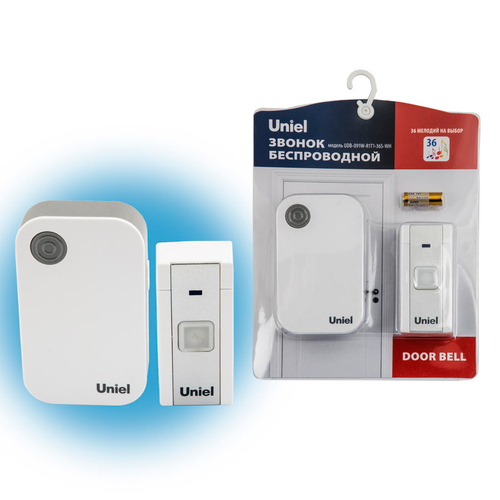 UDB-091W-R1T1-36S-WH Звонок электронный, 220В. 36 мелодий. Блистер. Белый. ТМ Uniel