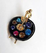 Брошка, брошь " Палитра художника". Эмаль, стразы. Цвет черный