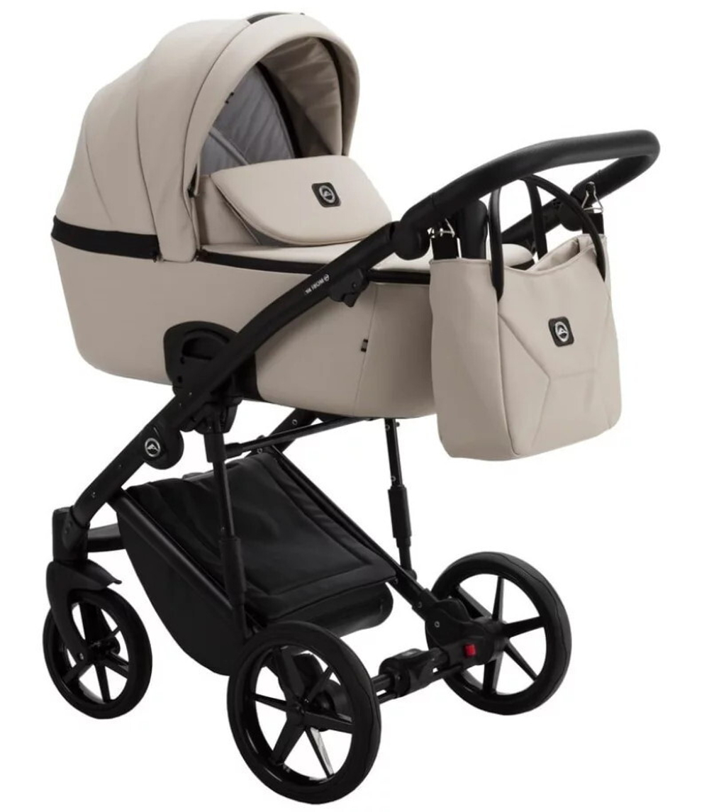 Детская коляска Adamex Mobi Deluxe 3 в 1 M-SA07 (СВЕТЛО-БЕЖЕВАЯ КОЖА)