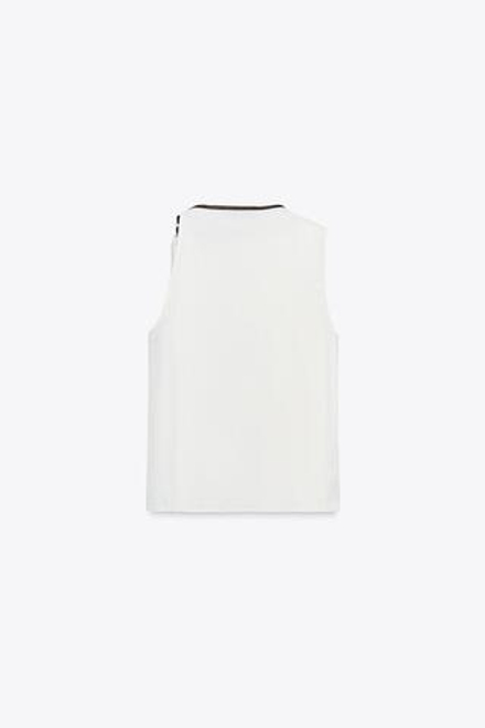 ZARA АТЛАСНЫЙ ТОП С БАНТОМ И КОНТРАСТНОЙ ОТДЕЛКОЙ, ЭКРЮ/КОРИЧНЕВЫЙ