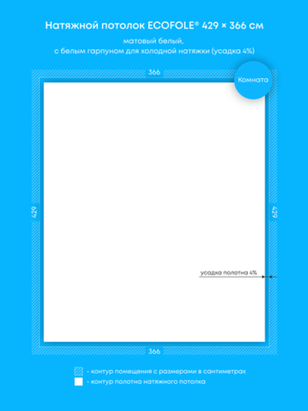 Матовый натяжной потолок 15.7 м2