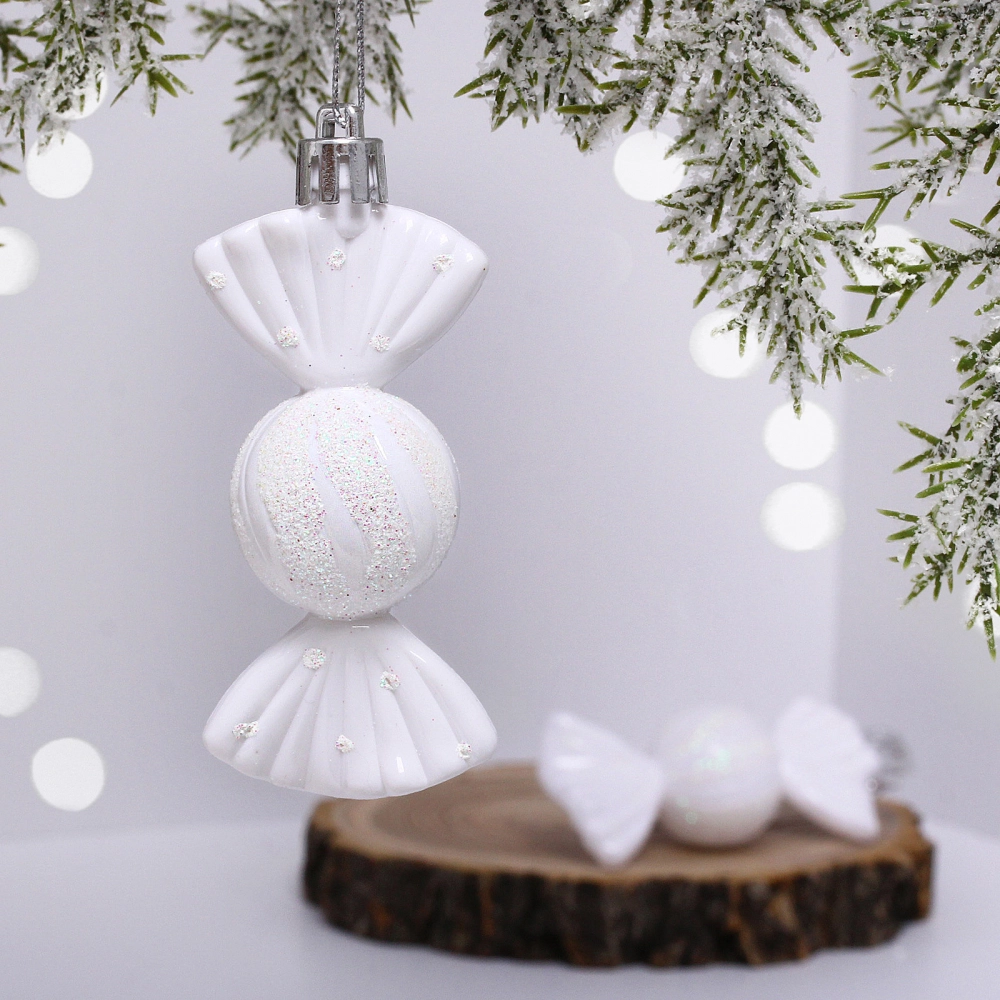 Ёлочные игрушки «Таинственное очарование» Конфетки 8 см (набор 2шт), белый