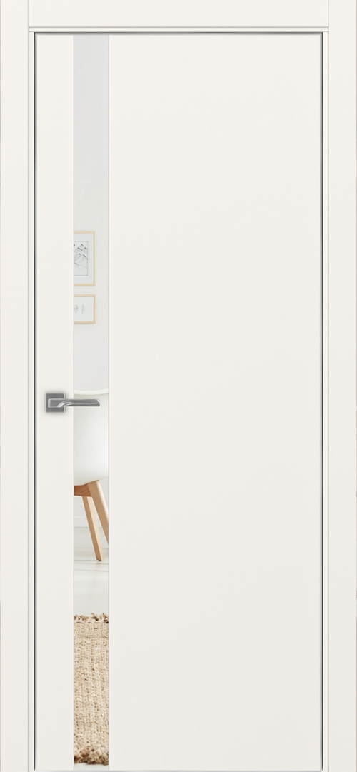 Межкомнатная дверь Optima Porte НЕАПОЛЬ 211 Зеркало, Алюминиевая кромка SC (матовое серебро) с 4-х сторон