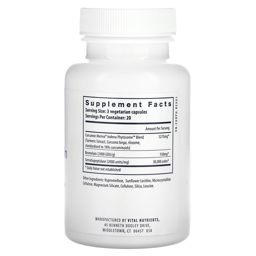 Vital Nutrients, Фитокуркумин с ферментами, 60 вегетарианских капсул