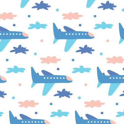 Buy baby fabric planes clouds blue pink