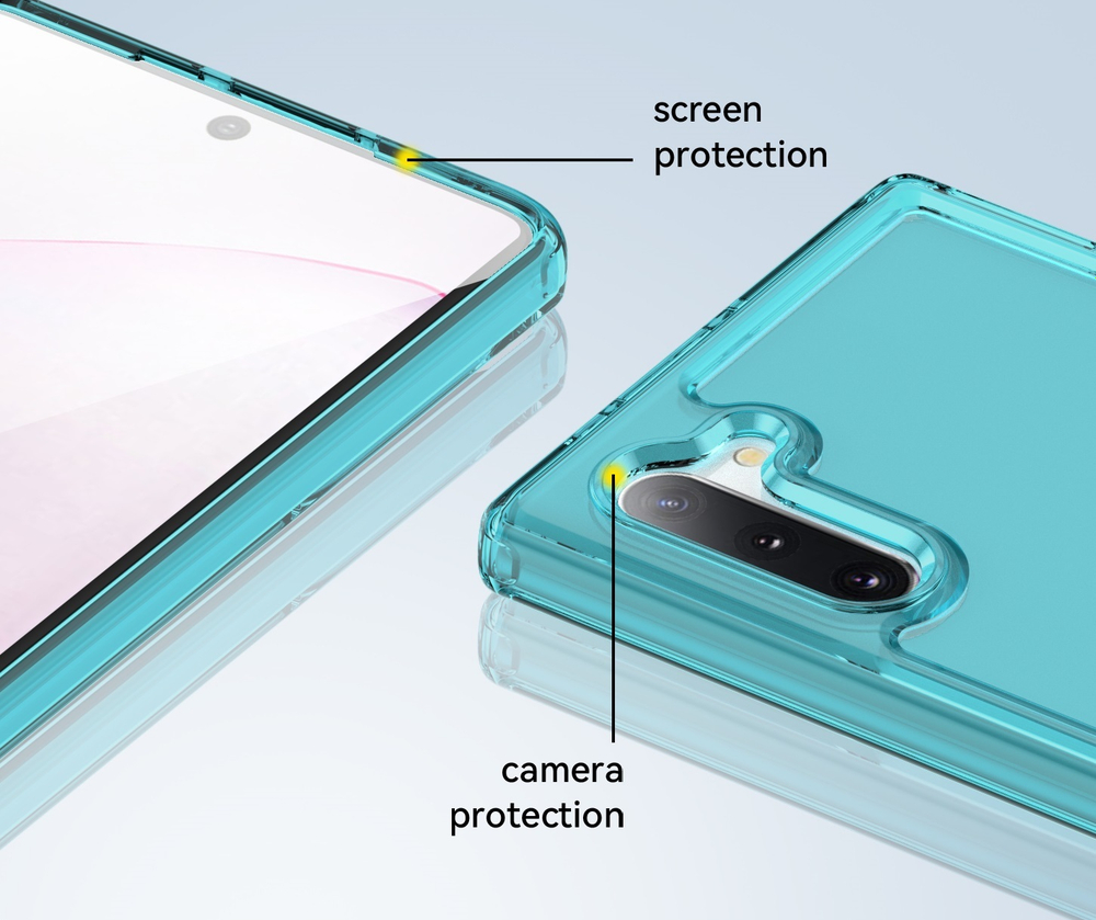 Мягкий чехол бирюзового цвета для Samsung Galaxy Note 10, увеличенные защитные свойства, мягкий отклик кнопок