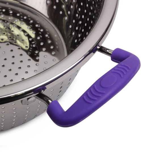 Дуршлаг 22 см. из нержавеющей стали Kamille KM-4357 с двумя силиконовыми ручками