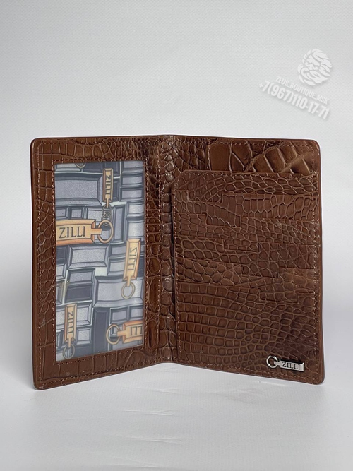 Обложка для паспорта Zilli из кожи крокодила