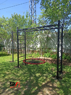 Монтаж уличной шведской стенки Sv Sport Рукоход (5 вертикальных столбов)